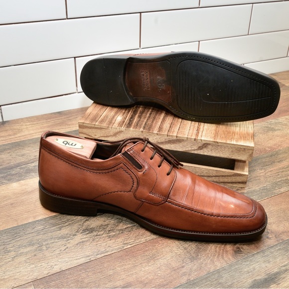 JOHNSTON MURPHY 59 10192 Men Sz 12M Brown Leather Apron Toe Oxfords 36-2. - Picture 5 of 9